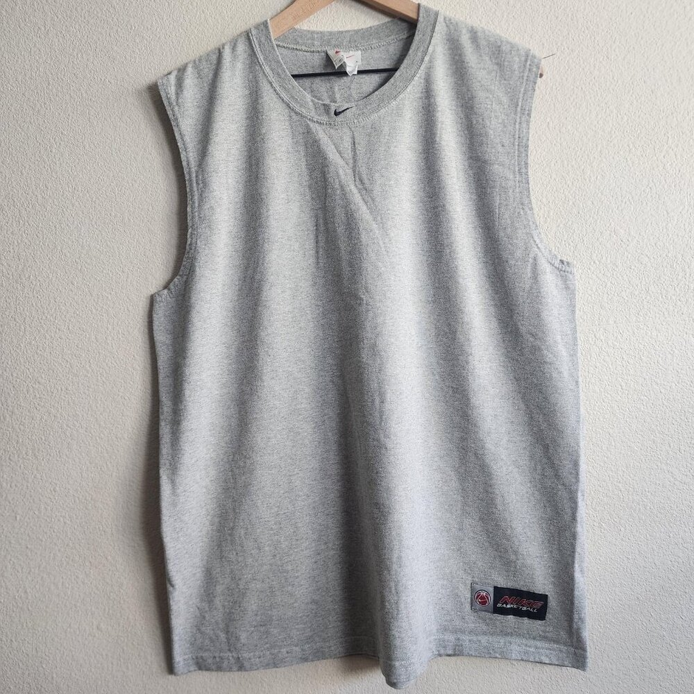 Vintage Nike Shirt Mens Large Gray Basketball Sleeveless Tank Made USA 90s